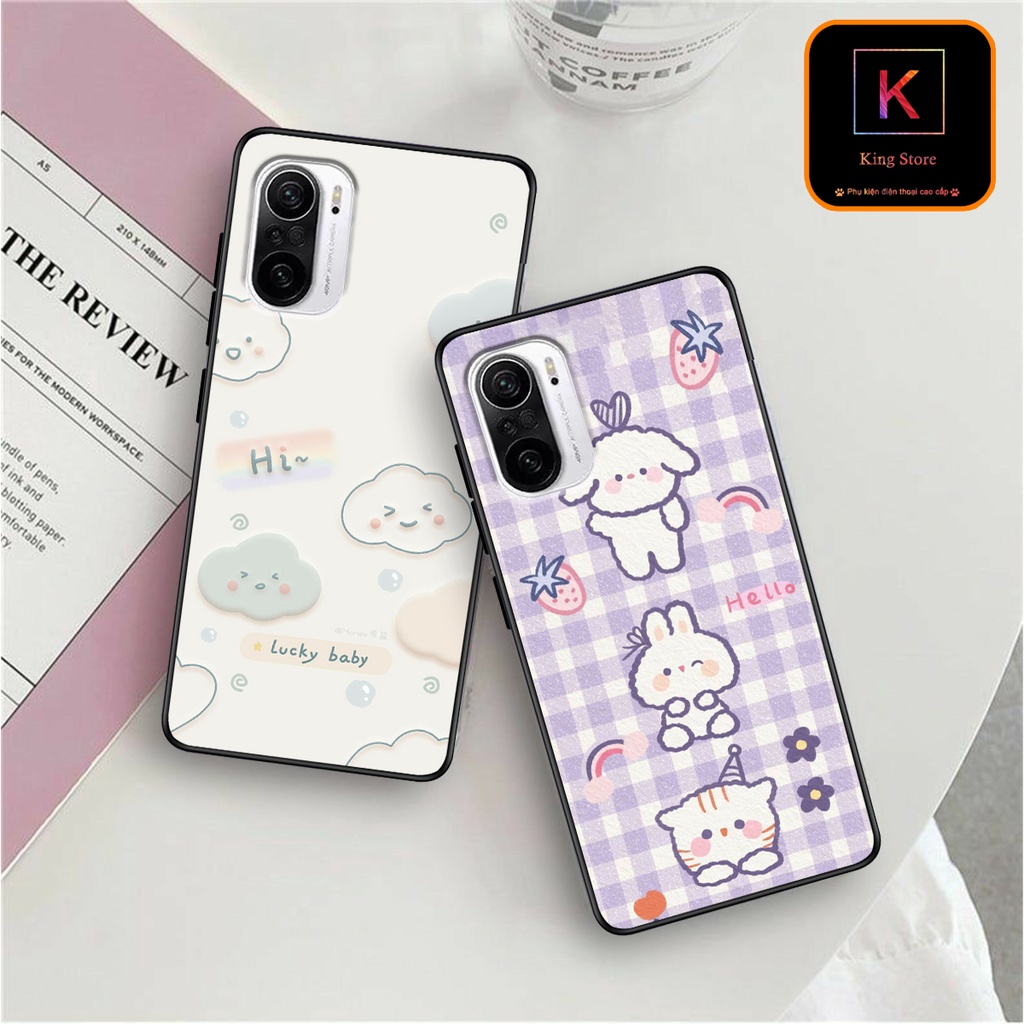 Ốp lưng Xiaomi Redmi K40 - Redmi K40 Gaming - Mi 11X - Ốp in hình gấu &amp; thỏ đang yêu - lưng nhám viền TPU cao cấp