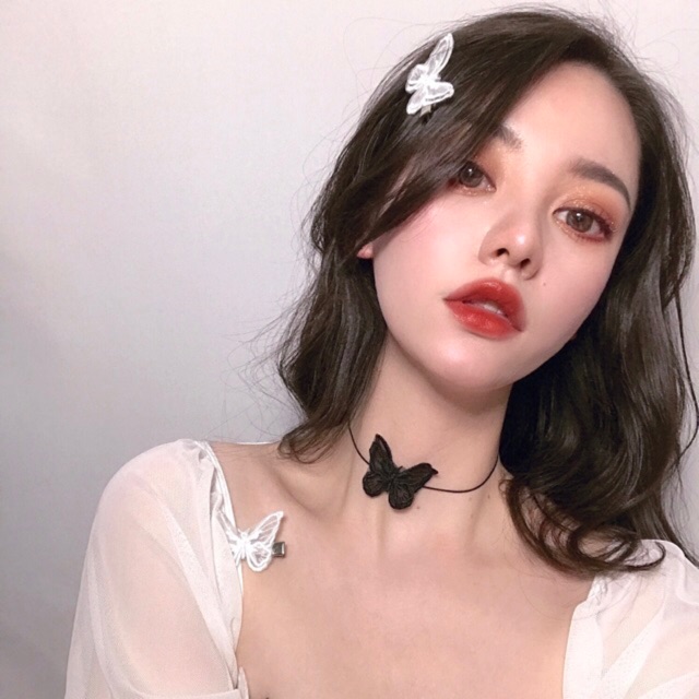 Vòng choker bướm ren dây mảnh (Ảnh thật)