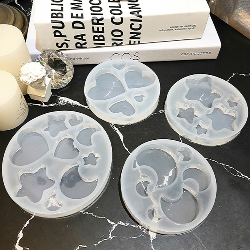 Khuôn Silicone Làm Móc Khóa Hình Trăng Sao / Trái Tim / Mặt Trăng / Ngôi Sao Handmade