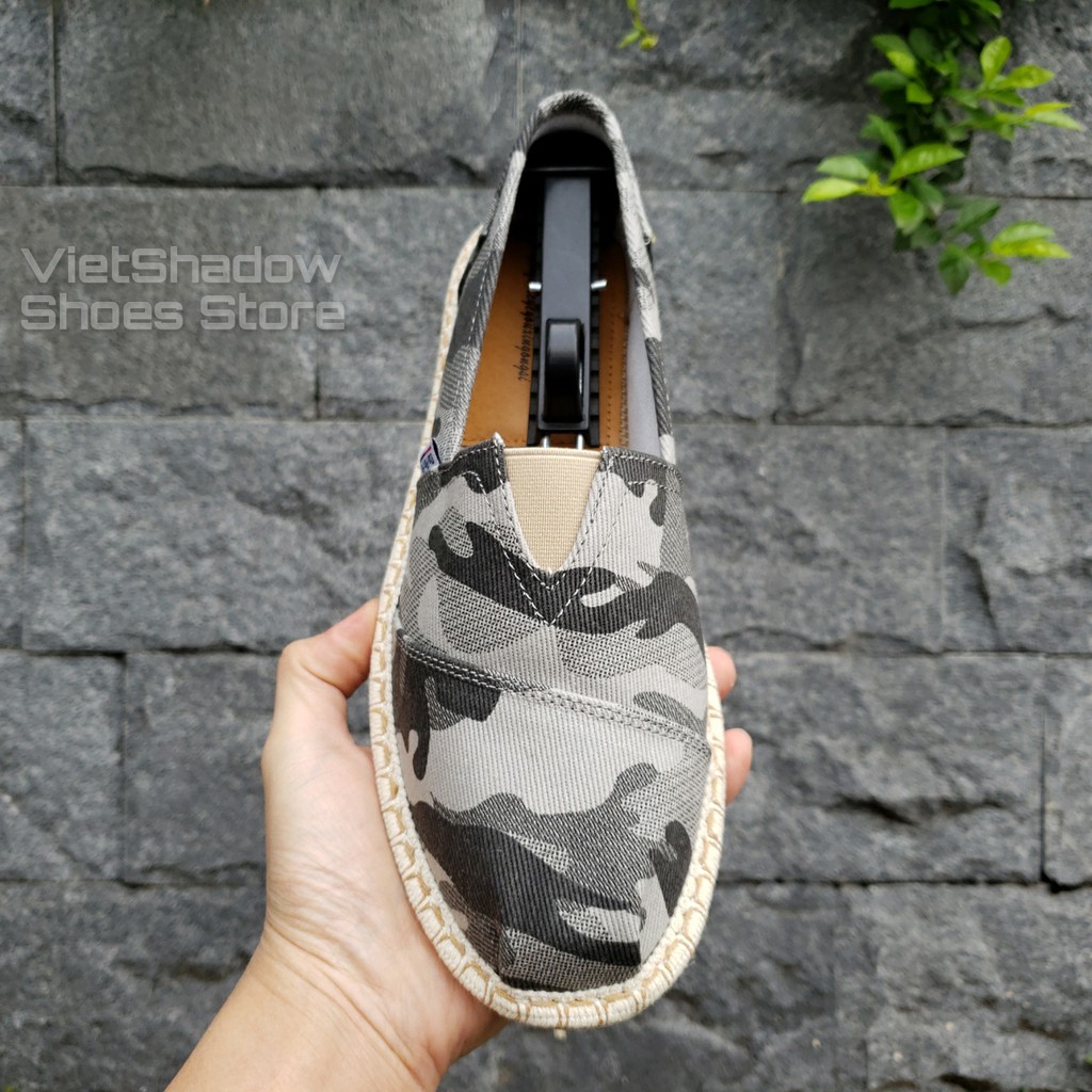 Slip on nam - Giày lười vải nam cao cấp - Vải thô màu camo xám đậm và xám nhạt - Mã SP 2930 | BigBuy360 - bigbuy360.vn