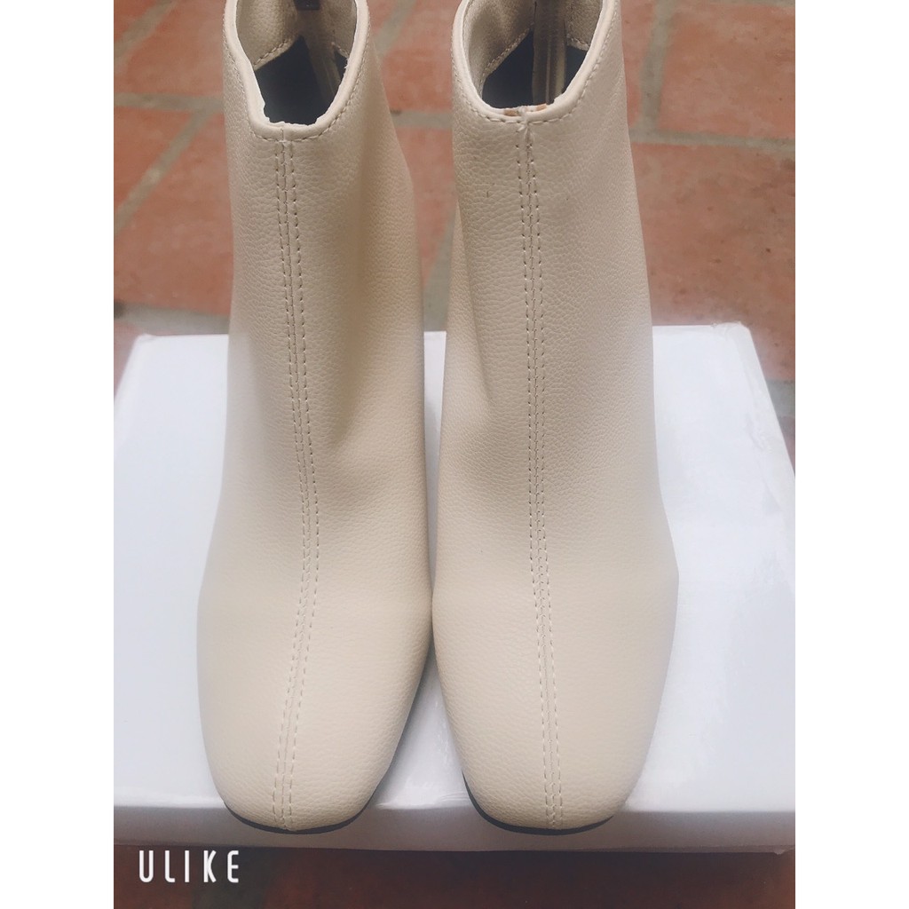 Giày Boots Nữ Cao Gót Dế Vuông, Boots Ulzzang Nhăn Da Lì Trẻ Trung Năng Động BS04