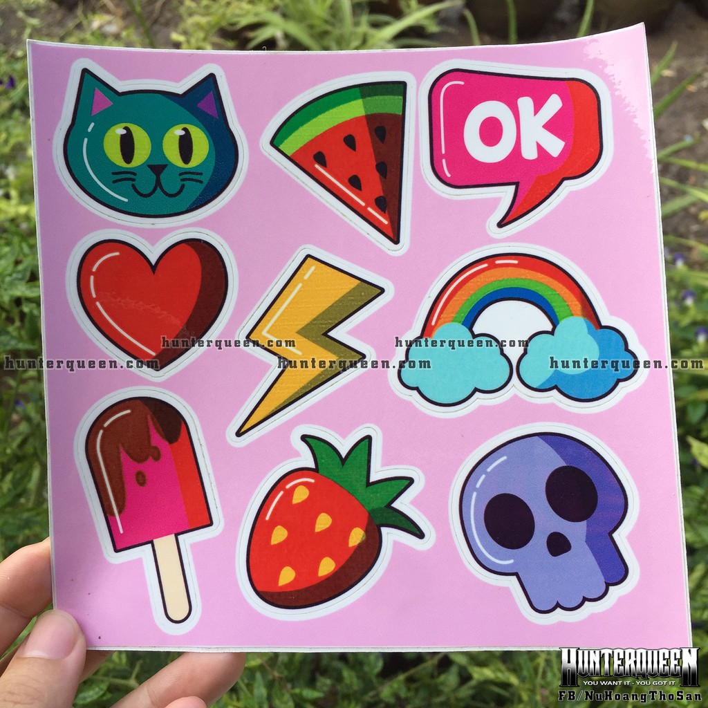 Sticker cute chống nước. Hình dán dễ thương trang trí mọi nơi. Logo Laptop, tường, nón bảo hiểm