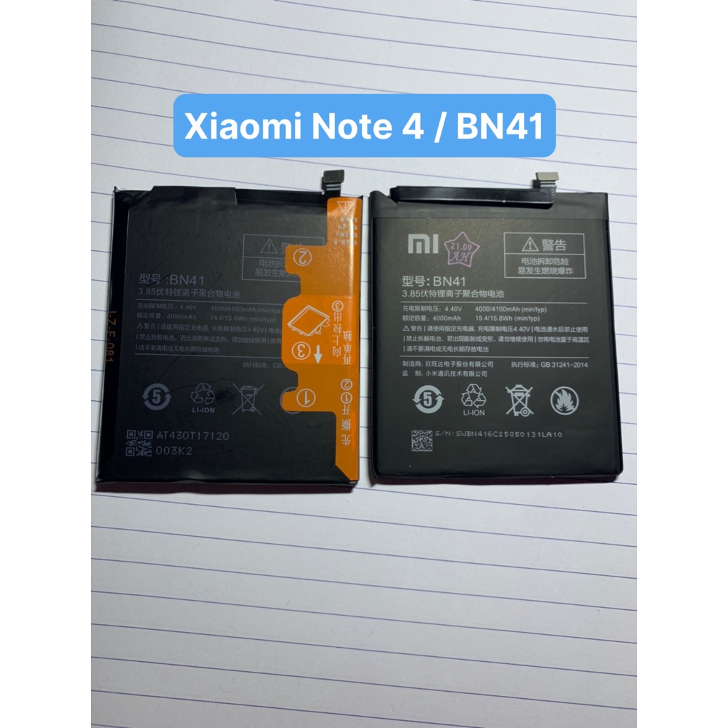 Pin Xiaomi redmi note 4 / BN41 / 4100mAh - hàng chính hãng, bảo hành 3 tháng