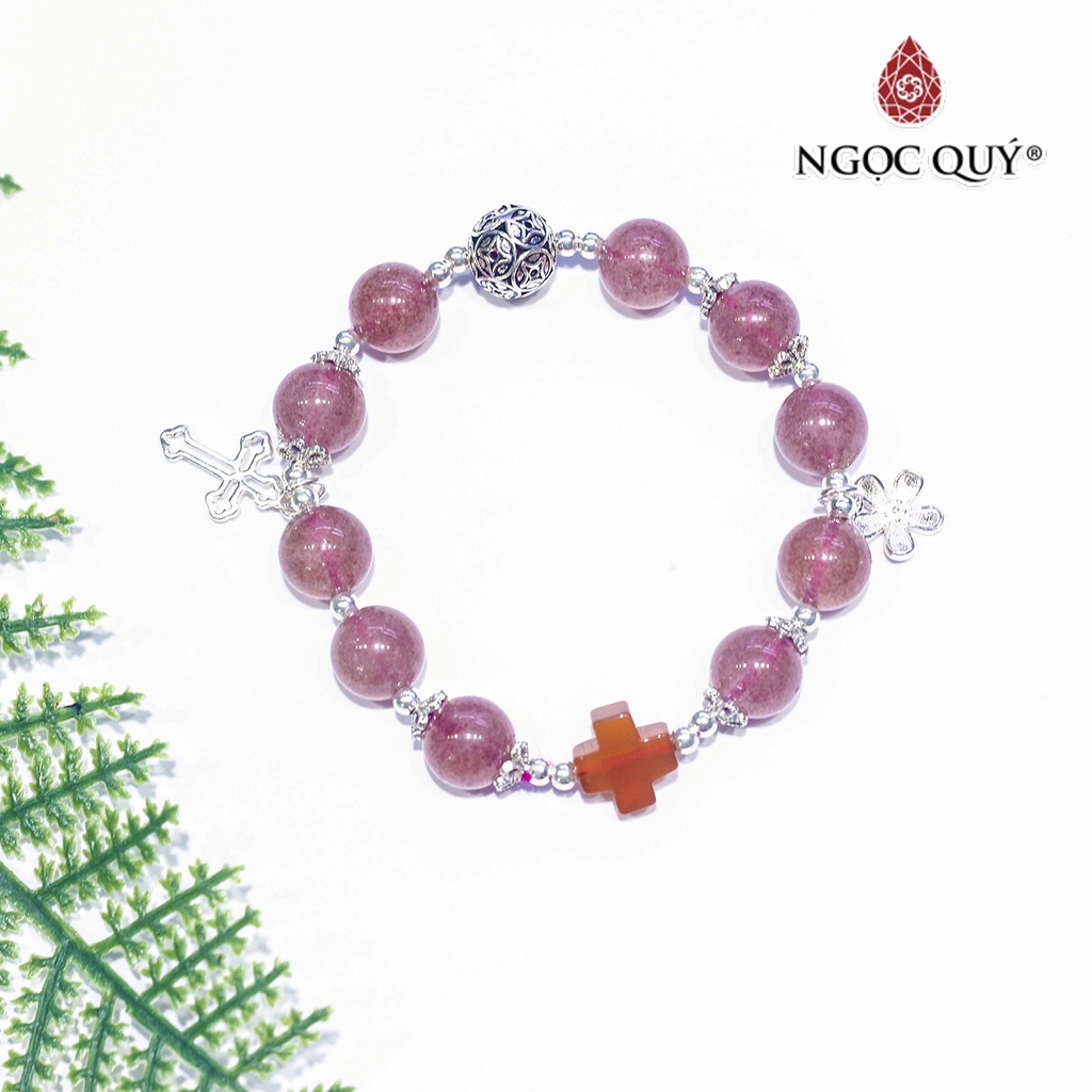 Vòng mân côi TA dâu phối charm bạc - Ngọc Quý