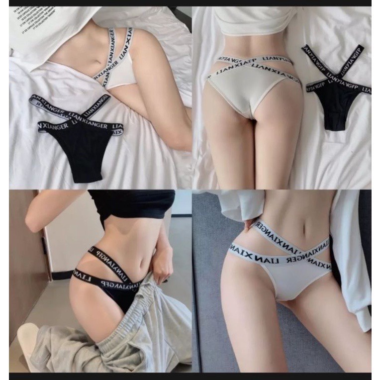 Quần lót nữ cotton sexy lọt khe dây hông đan chéo phối viền chữ sexy quyến rũ QL1838