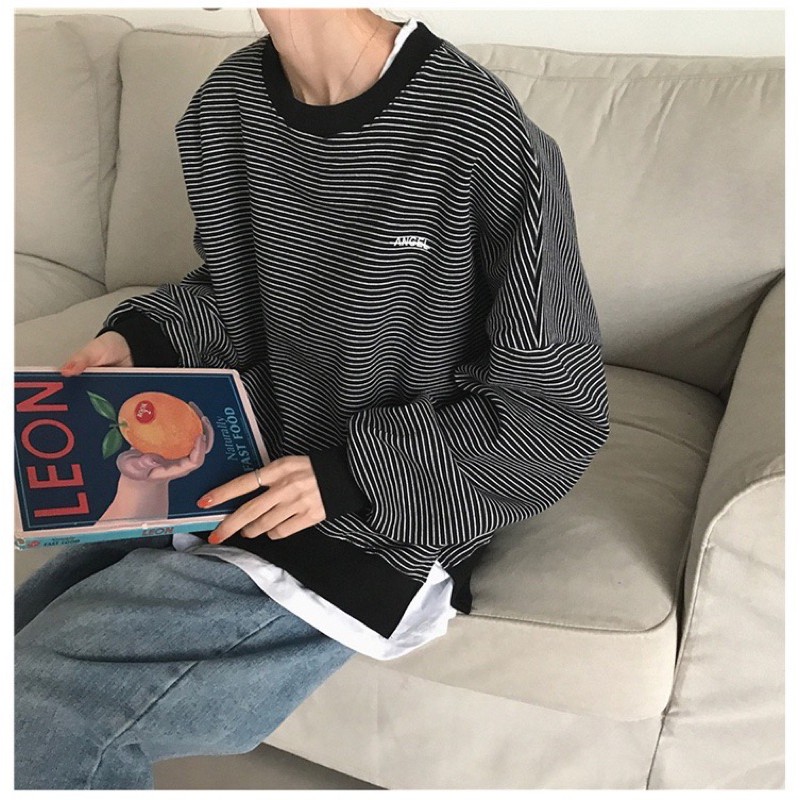 Áo Sweater Tay Dài Nỉ Da Cá Xẻ Tà Nữ Ullzang | BigBuy360 - bigbuy360.vn