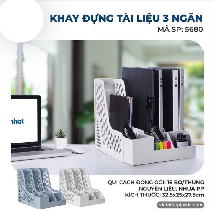 KHAY ĐỰNG TÀI LIỆU HỒ SƠ VĂN PHÒNG 3 NGĂN VIỆT NHẬT- KỆ ĐỰNG TÀI IỆU NHỰA VIỆT NHẬT GỌN GÀNG