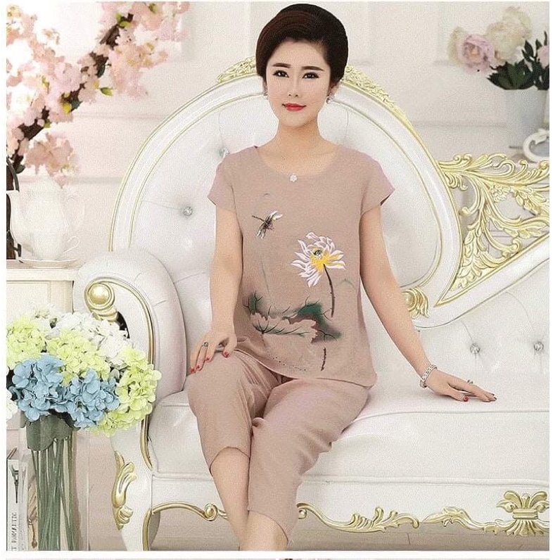 BỘ ĐŨI MẶC NHÀ SANG TRỌNG-BỘ ĐŨI MẶC NHÀ HOẠ TIẾT HOA SEN