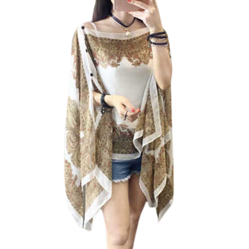 Xiangbao Khăn Choàng Cardigan Vải Voan Cỡ Lớn Thanh Lịch Mát Mẻ Cho Nữ Đi Biển Mùa Hè