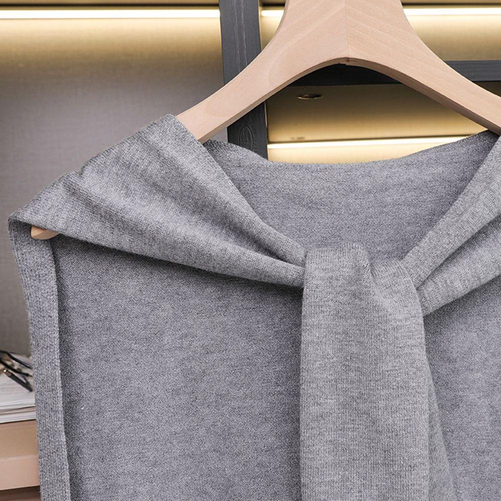 Khăn Choàng Cổ Dệt Kim Màu Trơn Họa Tiết Kẻ Sọc 15H Ấm Áp Thanh Lịch Dành Cho Nữ