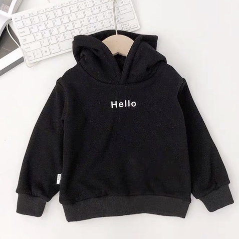 Áo hoodie trẻ em BABEKIDS phom rộng nỉ in chữ HELLO