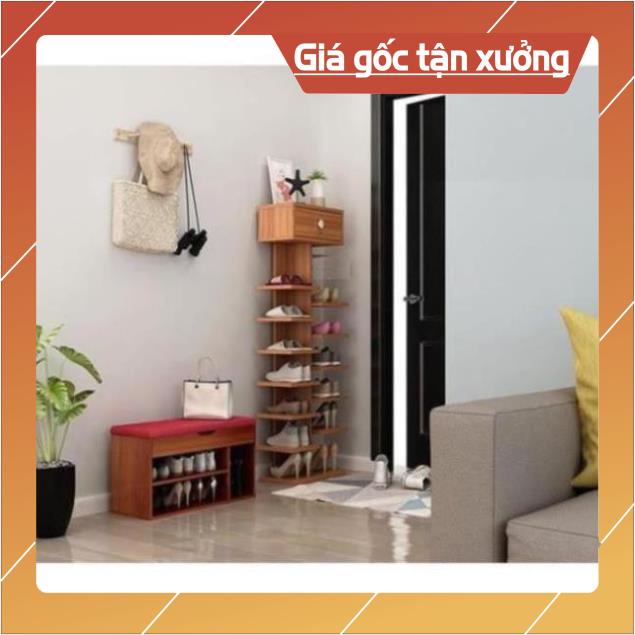 kệ giày gỗ 7 tầng 14 ngăn, kệ giày cây lOẠI TO - gỗ MDF