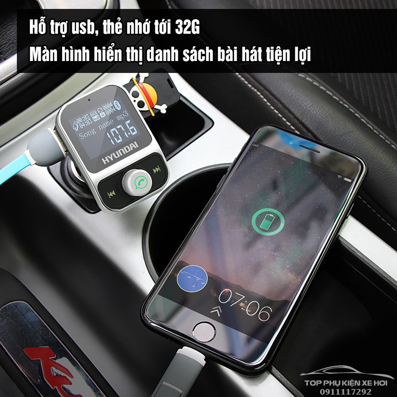 Tẩu nghe nhạc bluetooth HYUNDAI HY88, model new, AUX out