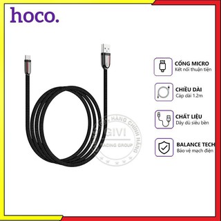 Cáp sạc nhanh hoco u74 dây dù 2.4a, cổng kết nối micro usb, dài 1.2m