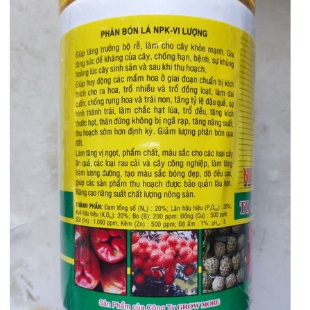 Phân Bón Growmore 20 20 20 +Te , Dinh dưỡng giúp nuôi hoa và dưỡng trái