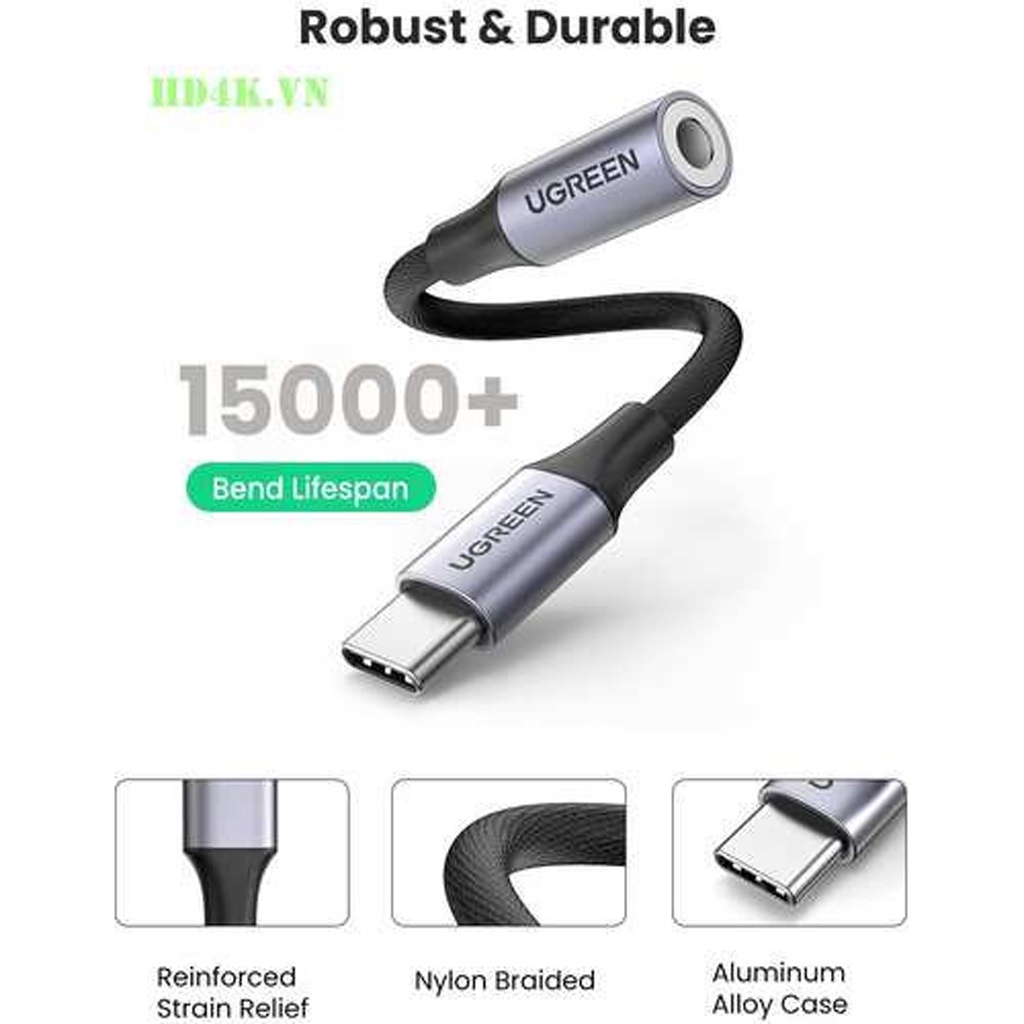 Cáp Chuyển USB Type C Sang Audio 3.5mm Chính Hãng Ugreen 80154 - Hỗ Trợ Nhiều Dòng Điện Thoại , laptop