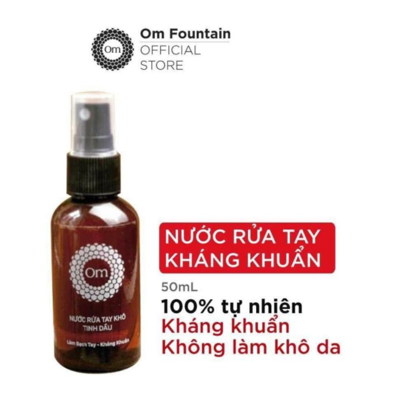 NƯỚC RỬA TAY KHÔ TINH DẦU KHÁNG KHUẨN DẠNG PHUN SƯƠNG 50ML – OM FOUNTAIN