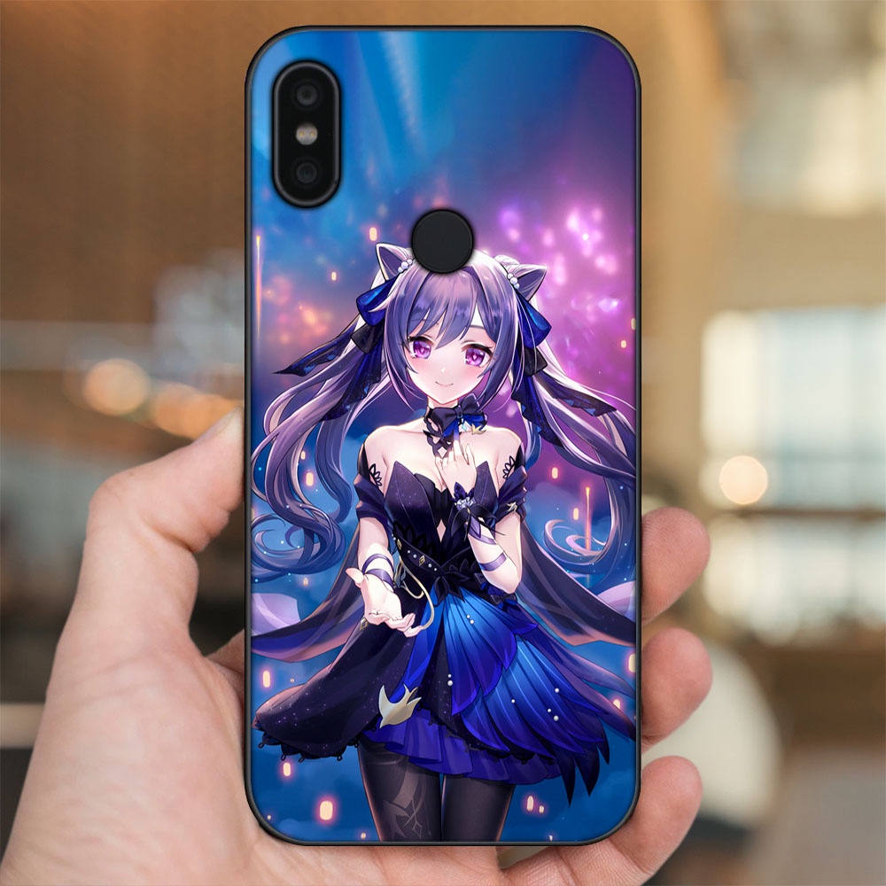 Ốp lưng Xiaomi Redmi S2 viền đen in hình Keqing Genshin Impact