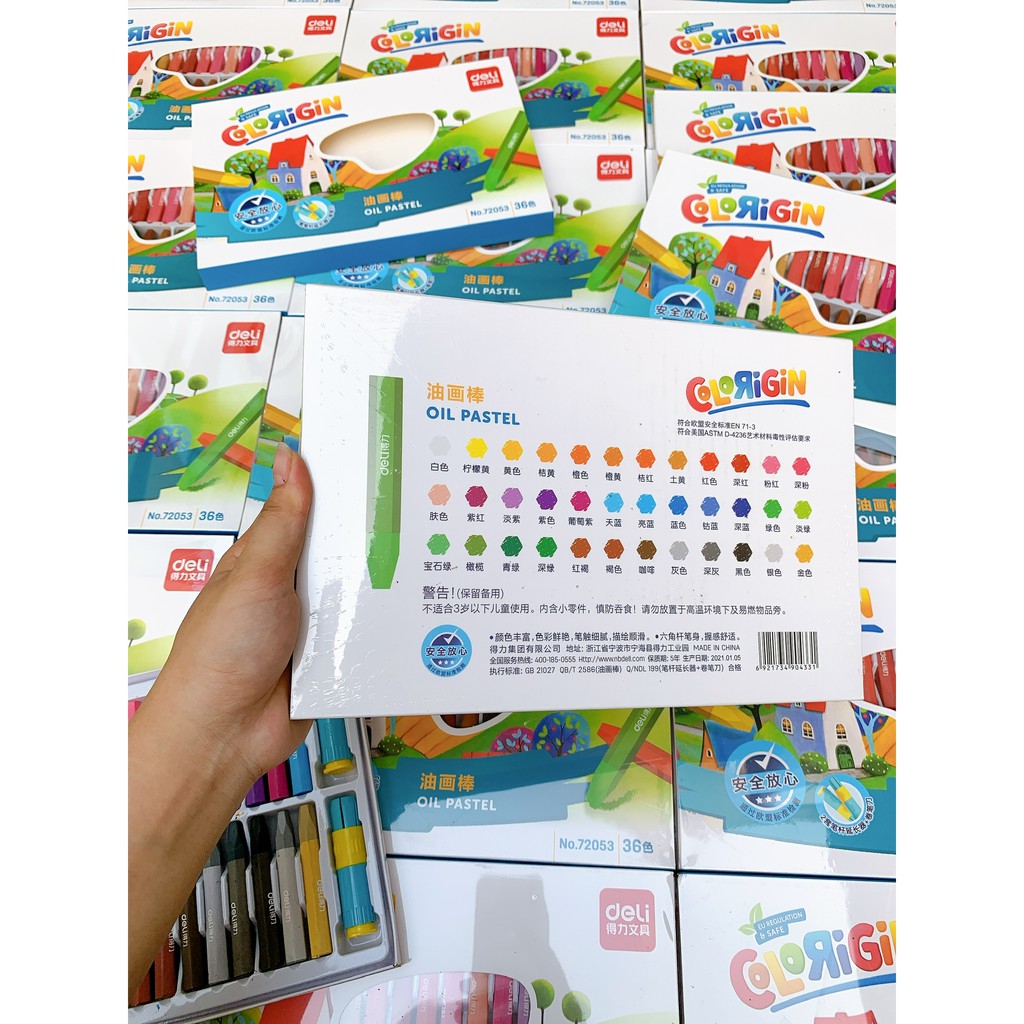 BỘ BÚT SÁP DẦU 36 MÀU COLORIGIN CHÍNH HÃNG DELI CHO BÉ