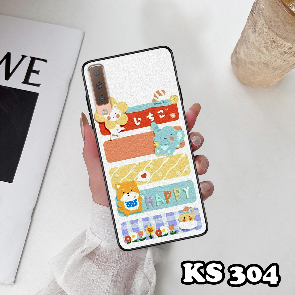 Ốp lưng Samsung A7 2018 - Samsung A9 2018 - Ốp in hình Gấu&amp;Thỏ siêu xinh - Lưng nhám viền TPU chống trầy xước