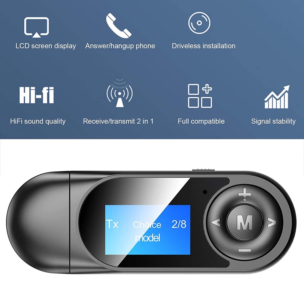 Bộ thu phát Bluetooth 5.0 đa năng kèm màn hình LCD - 3 in 1 bluetooth with display BT-13