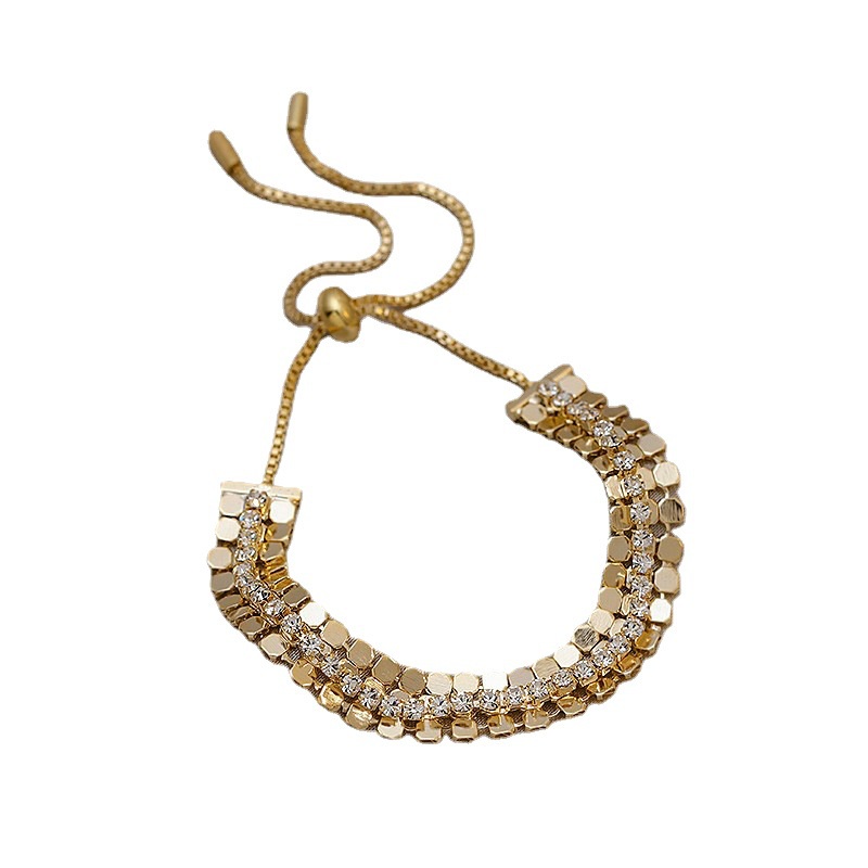 Vòng Tay Bản Rộng Co Giãn Đính Đá Pha Lê Thanh Lịch Thời Trang Hàn Quốc