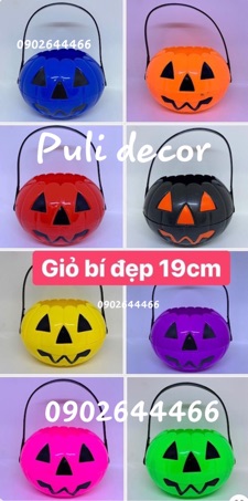 Giỏ Bí Ngô Đựng Kẹo 19cm Halloween