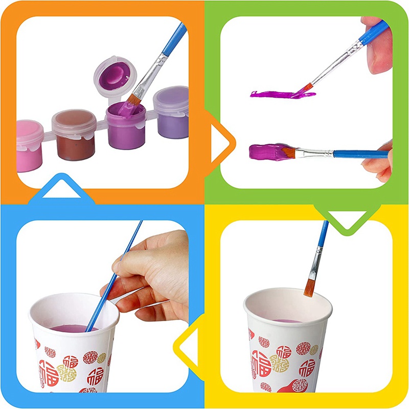 Bộ 100 Cọ Dẹt Và 100 Cọ Vẽ Tranh Màu Nước Chuyên Dụng