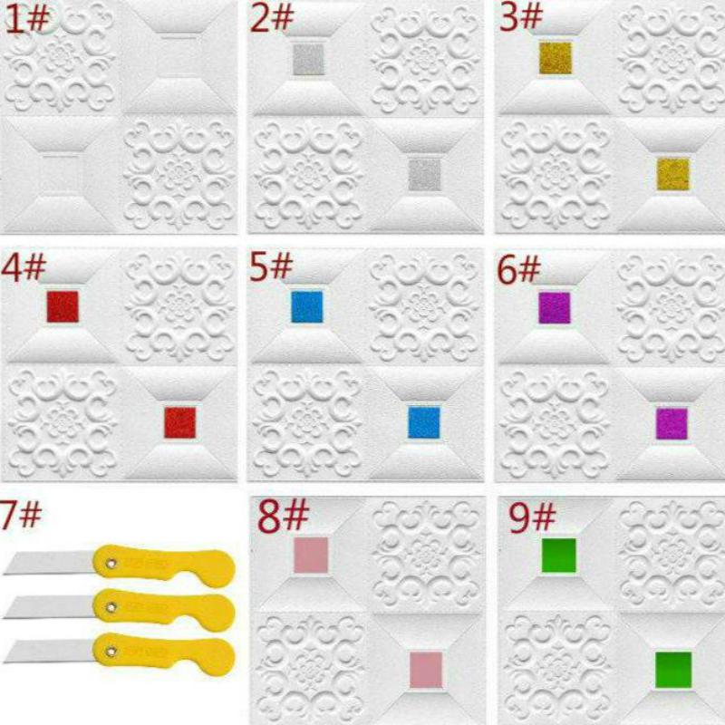 Miếng dán tường trang trí 3d hình gạch men màu sắc