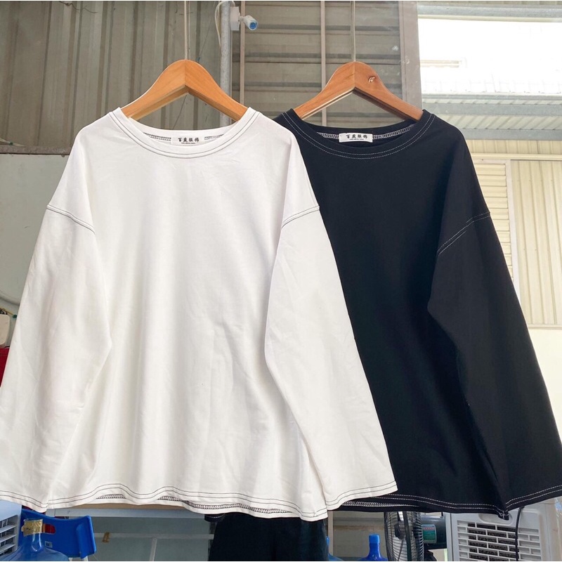 Áo thun chỉ nổi dáng suông rộng  tay dài màu trơn thời trang cho nữ | BigBuy360 - bigbuy360.vn