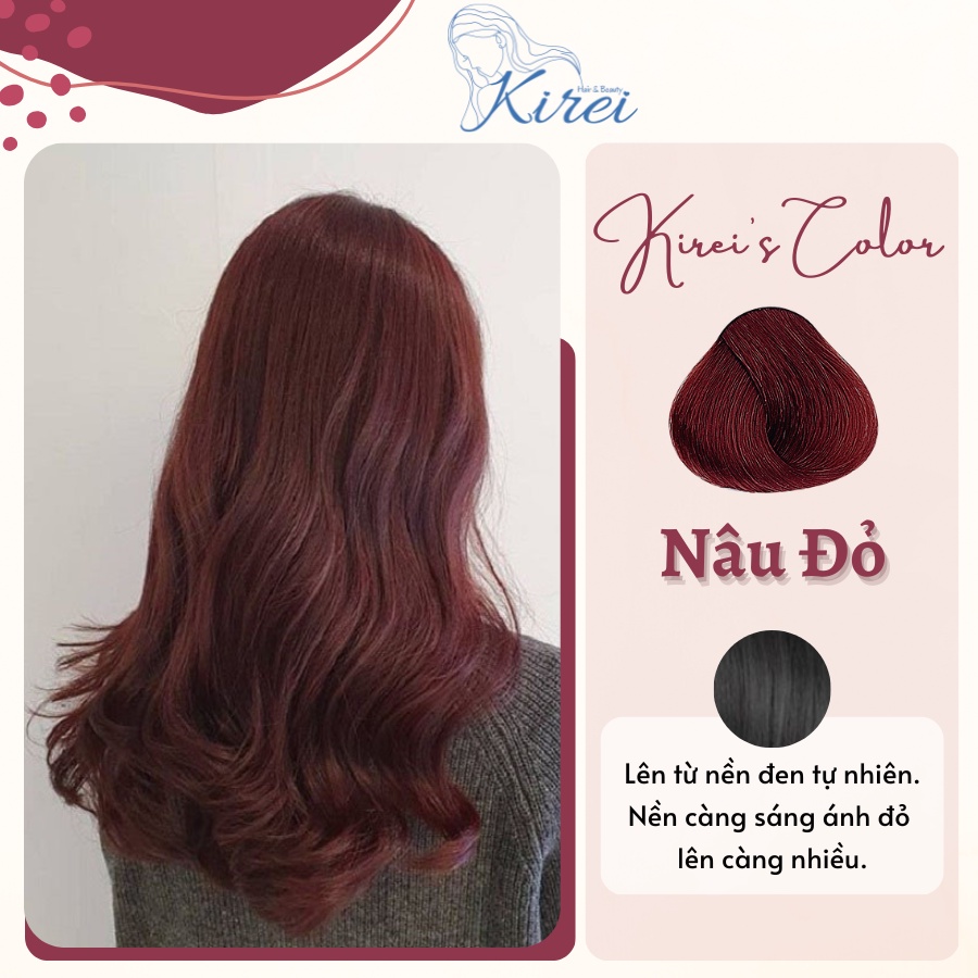 Thuốc nhuộm tóc màu NÂU ĐỎ không cần tẩy tóc Kirei Hair, KireiHair ...