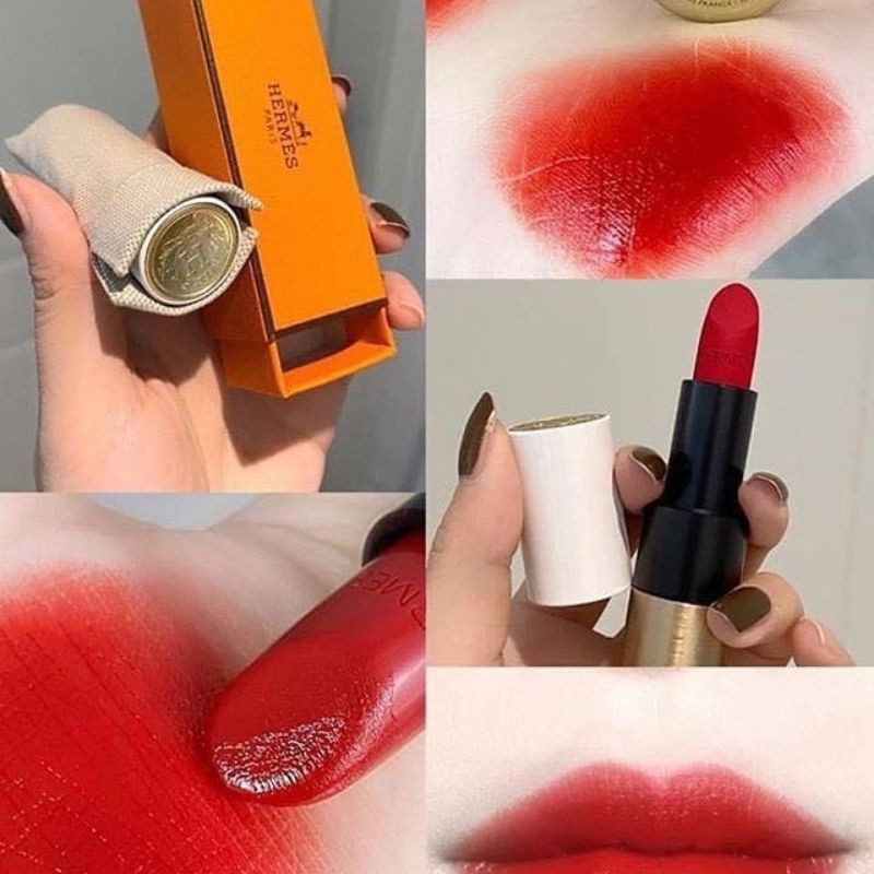 Thanh lý Son Hermès 64 Rouge Casaque Đỏ Tươi – Rouge Hermès Satin Lipstick  | Shopee Việt Nam