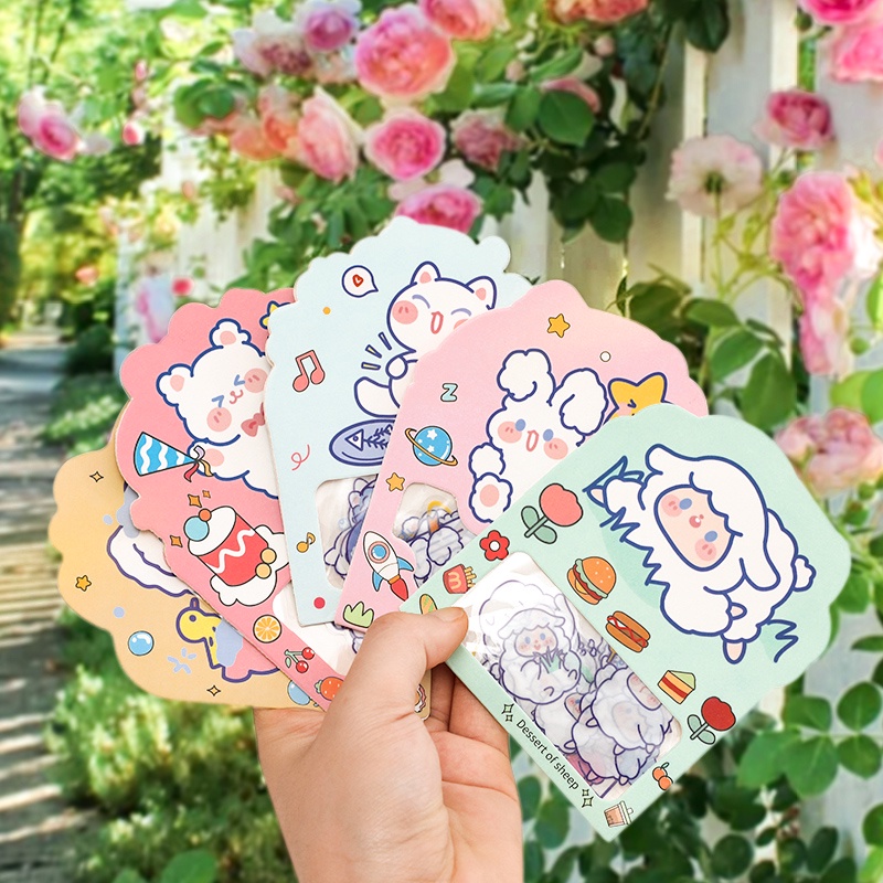 Bộ 24 miếng dán PET chống thấm nước họa tiết hoạt hình dễ thương trang trí sổ tay cho học sinh