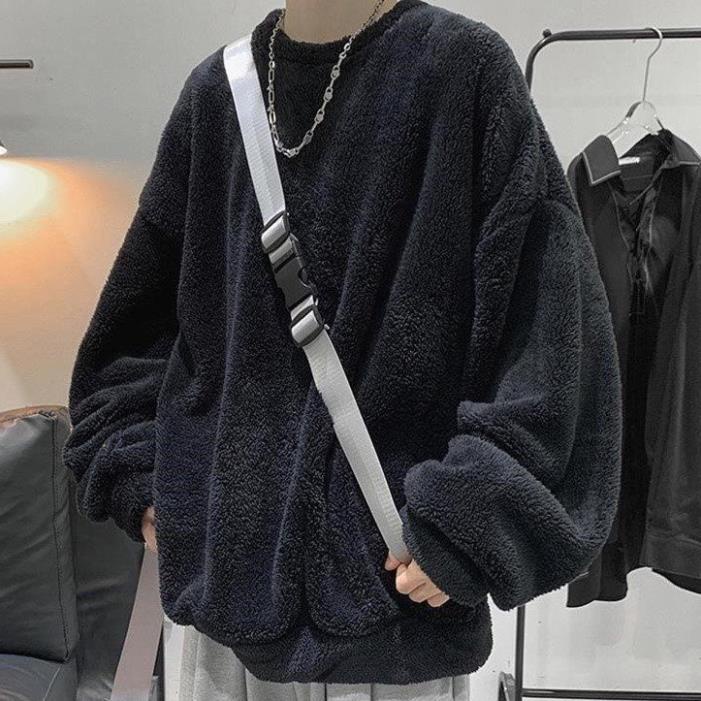 Áo sweater lông cừu cổ tròn dáng rộng thời trang thu đông Hàn Quốc trẻ trung cho nam !