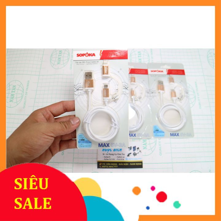 Cáp Sạc Đa Năng SOPOKA DQ03 Tích Hợp Chân Lighting, Micro USB Chính Hãng Dây 1M