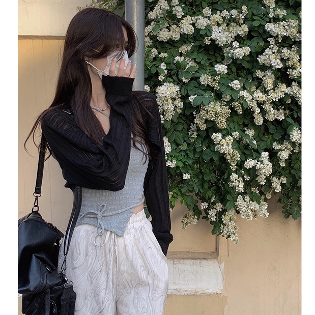 Xiaozhainv Áo Khoác Cardigan Dệt Kim Tay Dài Chống Nắng Thanh Lịch Thời Trang Cho Nữ