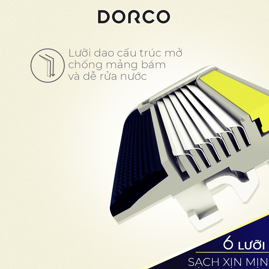 Vỉ 04 Đầu Cạo Râu 6 Lưỡi Dorco Pace 6 Plus SXA 5040 (6 Lưỡi + Đầu Cắt Tóc Mai)