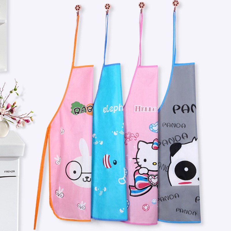 Tạp dề nhựa pvc ngắn chống thấm nước hình gấu hello kitty hàn quốc cute cho bé học vẽ nấu ăn làm bếp cùng mẹ
