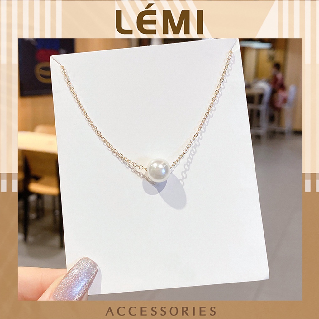 Vòng cổ nữ hạt ngọc trai nhân tạo đơn giản dễ phối đồ thời trang Hàn Quốc Lémi accessories