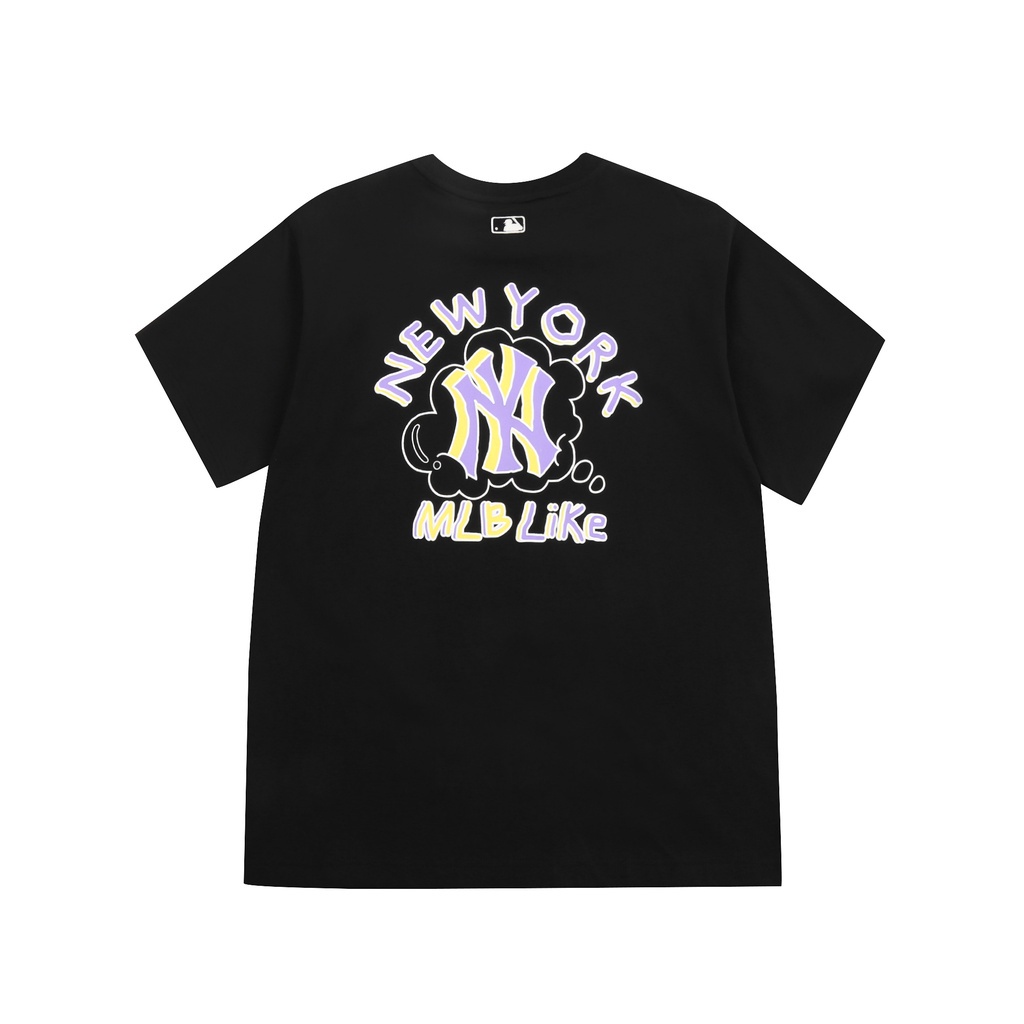 MLB Áo Thun Tay Ngắn Màu Trắng In Họa Tiết graffiti Thời Trang Mùa Hè Cho Nam Và Nữ