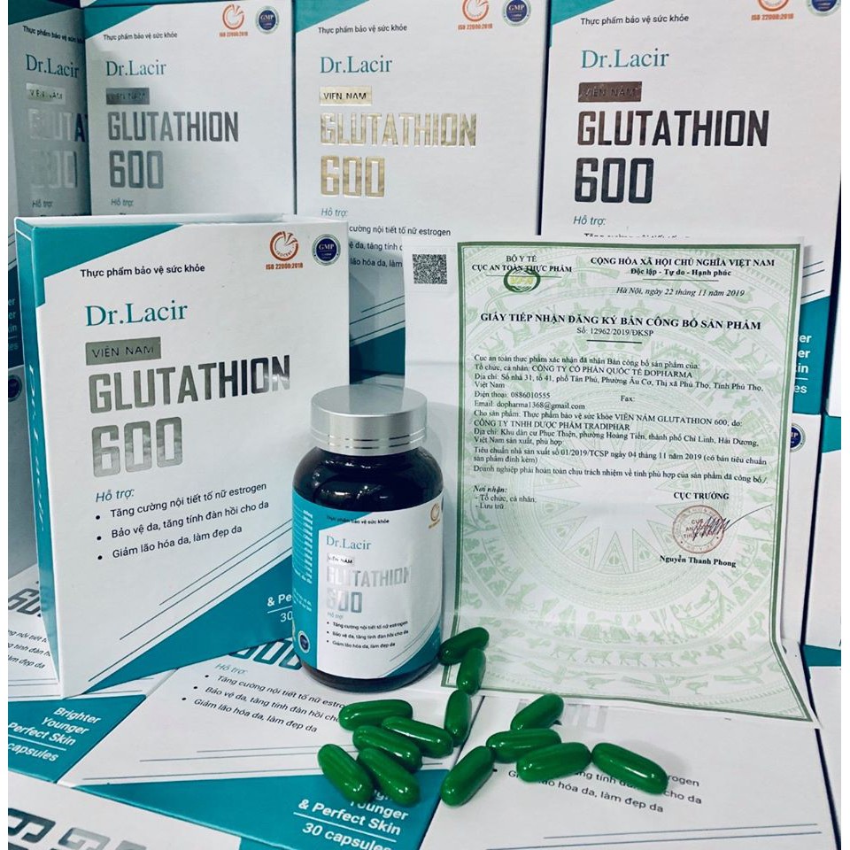 Viên Uống Nám Glutathione 600 - Trắng Da Tăng Cường Nội Tiết Tố Nữ Dr.Lacir