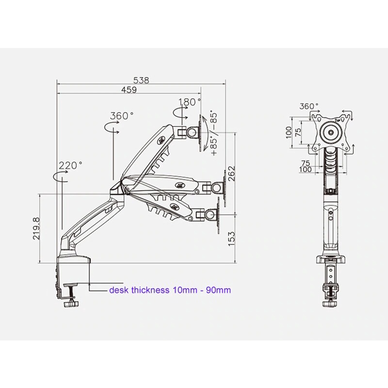 Giá đỡ màn hình máy tính xoay 360 độ NB F80 17 - 30 inch