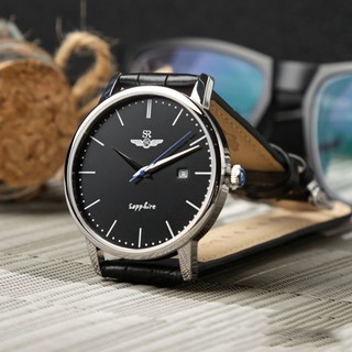 💖 đồng hồ nam sunrise srwatch sg1055.4101te dây da đen size 39mm