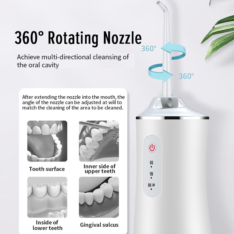 Máy Tăm Nước cầm tay Oral Irrigator - Tăm nước vệ sinh răng miệng có 3 chế độ xịt cực sạch công nghệ Châu Âu tiên tiến