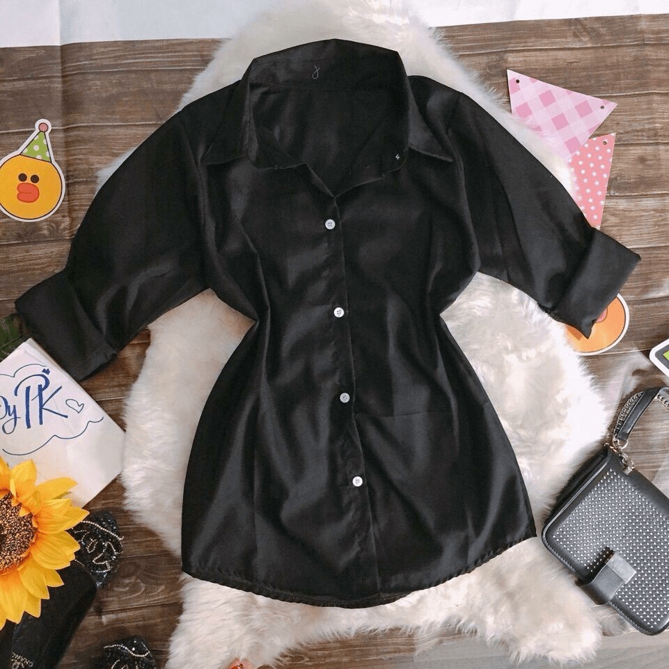 Áo Sơ Mi Nữ kiểu Tay Dài Cổ Bẻ 1 Túi Ngực Chất Lenin Thun Co Giãn Nhẹ Mặc Đẹp Thoải Mái [NEW UNISEX]