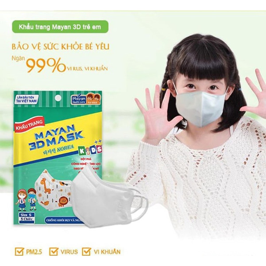 Khẩu Trang Mayan 3D Mask PM 2.5 Medi Kids++ Màng Lọc Theo Tiêu Chuẩn Mỹ Cho Bé 5 Chiếc/Túi | BigBuy360 - bigbuy360.vn