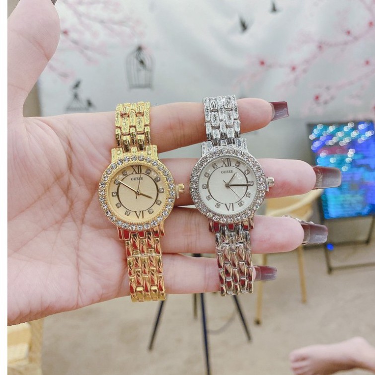 Đồng hồ Nữ Gue Dây Kim Loại 2 màu vàng bạc hợp thời trang , bền bỉ tặng kèm pin kèm hộp, bảo hành 12 tháng