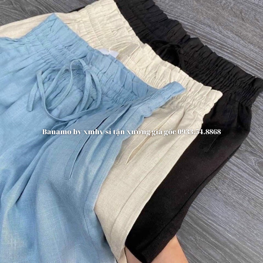 Quần short nữ cạp bèo vải đũi 3 màu siêu đẹp thời trang Banamo Fashion short đũi 3 màu 626