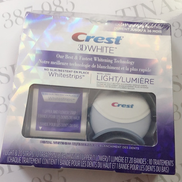 Full box 10 gói dán trắng răng Crest 3D White và 1 đèn chiếu