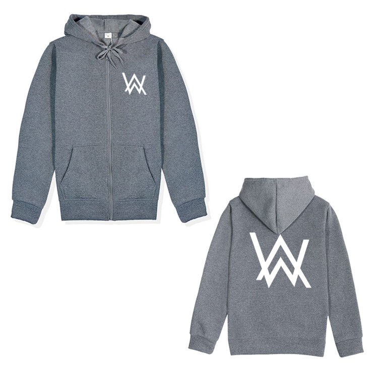 Áo Khoác Hoodie Phối Khóa Kéo In Logo Alan Walker Cá Tính Cho Nam